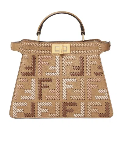 Fendi Peekaboo Iseeu Small Cappuccino-coloured Leather Bag In Light Brown