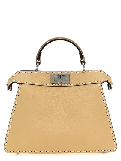 Fendi Peekaboo Iseeu Small Hand Bags Beige In White