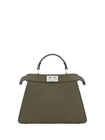 Fendi Peekaboo Iseeu Small Handbag In Wood+palladio