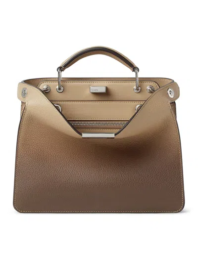 Fendi Peekaboo Iseeu Small Leather Bag In Nude