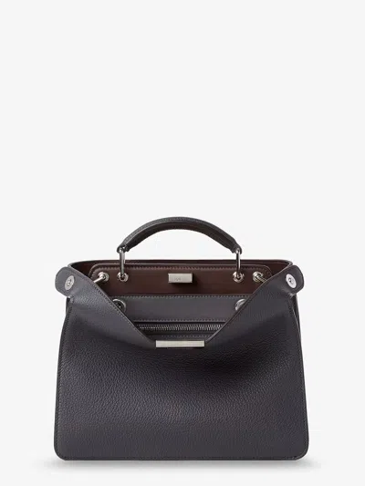 Fendi Peekaboo Iseeu Small Leather Crossbody Bag In Black