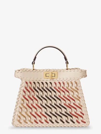 Fendi Peekaboo Iseeu Small Leather Crossbody Bag In Sand