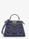 Fendi Women Peekaboo Iseeu Small Leather Shoulder Bag With Laser-cut Coral Bandana Motif In Multi