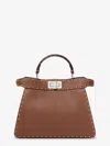 Fendi Peekaboo Iseeu Small Multicolour Sage Selleria Bag With 556 Hand-sewn Topstitches In Brown