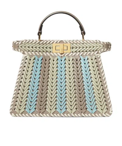 Fendi Peekaboo Iseeu Small Multicolour Interlaced Leather Bag In Color