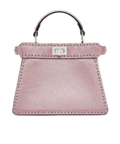 FENDI METALLIC PINK SELLERIA BAG WITH 306 HAND-SEWN TOPSTITCHES