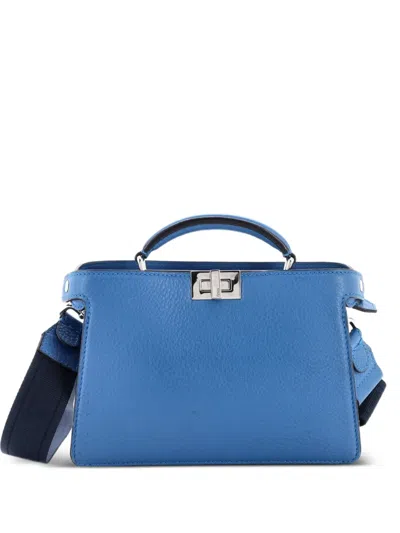 Pre-owned Fendi Peekaboo Iseeu Xcross Bag Leather Shoulder Bag In Blue