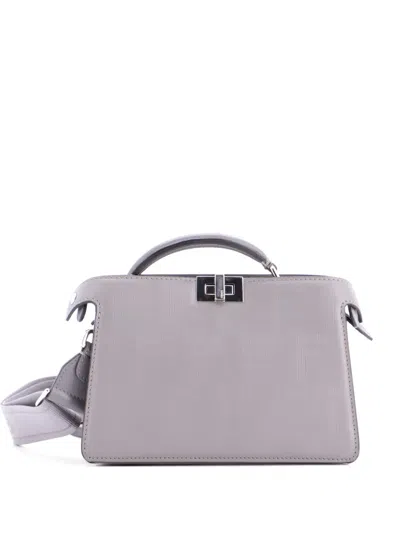Pre-owned Fendi Peekaboo Iseeu Xcross Bag Zucca Leather Satchel In Gray