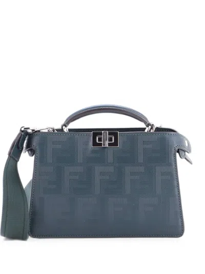 Pre-owned Fendi Peekaboo Iseeu Xcross Bag Zucca Leather Satchel In Green