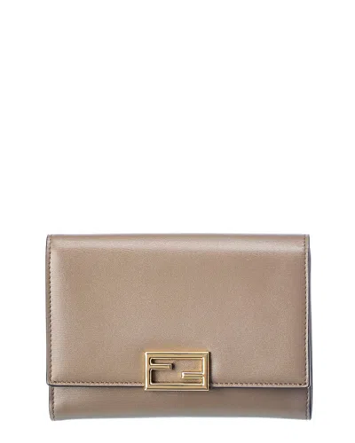 Fendi Peekaboo Leather Continental Wallet In Brown