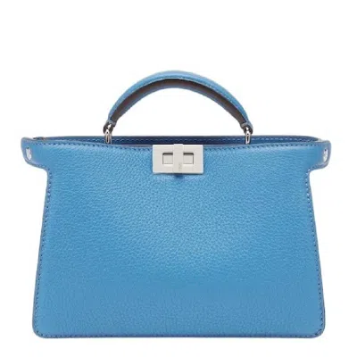 Fendi Peekaboo Leather Crossbody Bag In Blue