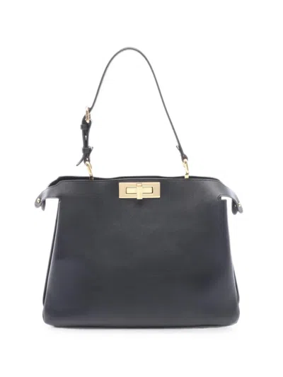 Pre-owned Fendi Peekaboo Leather Handbag In Black
