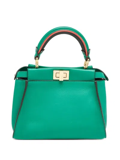 Pre-owned Fendi Peekaboo Leather Handbag In Green