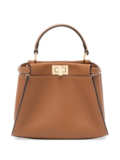 Fendi Peekaboo Leather Mini Bag In Brown