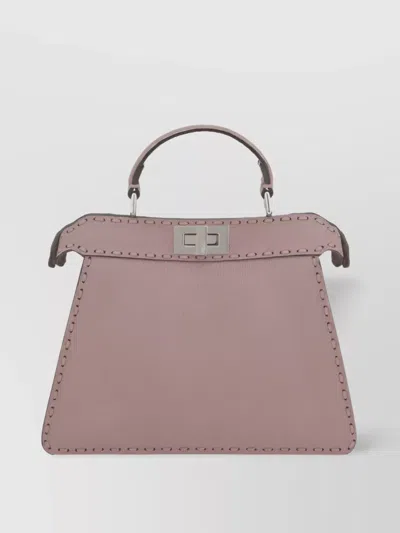 Fendi Peekaboo Leather Shoulder Bag In Black