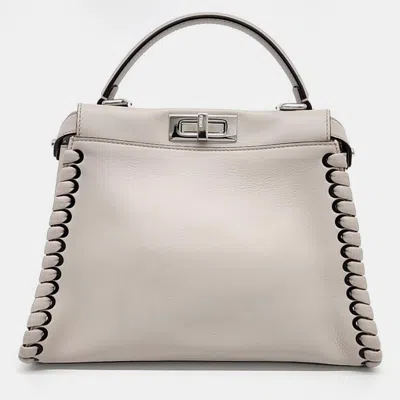 Pre-owned Fendi Peekaboo Medium Bag With Strap In Beige