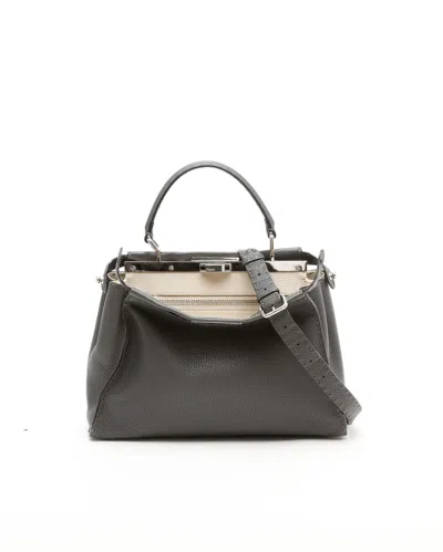 Fendi Peekaboo Medium Selleria Bag In Gray