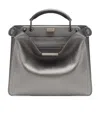 Fendi Peekaboo Metallic Tote Bag In Gray