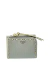 Fendi Peekaboo Micro Leather Trifold Wallet In Green