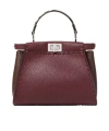 Fendi Women Peekaboo Mini Leather Crossbody Bag In Burgundy