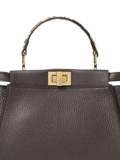 Fendi Peekaboo Mini Bag In Ebony Romano Leather In Brown