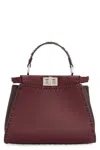 Fendi Women Peekaboo Mini Leather Crossbody Bag In Red