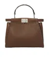 Fendi Mini Peekaboo Leather Tote Bag In Brown