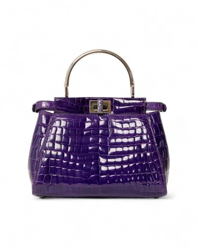 Fendi Peekaboo Mini Cocco Purple In Grey
