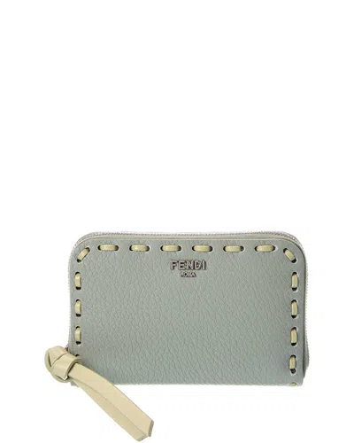 Fendi Peekaboo Mini Leather Coin Purse In Green