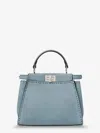 Fendi Mini Selleria Peekaboo Leather Shoulder Bag In Blue