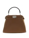 Fendi Peekaboo Iseeu Small Multicolour Sage Selleria Bag With 556 Hand-sewn Topstitches In Brown