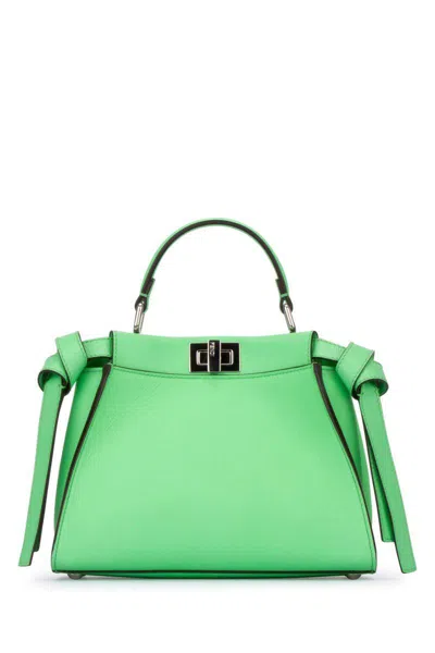 Fendi Peekaboo Mini Leather Handbag In Green