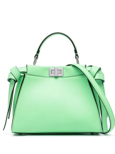 Fendi Peekaboo Mini Leather Handbag In Green