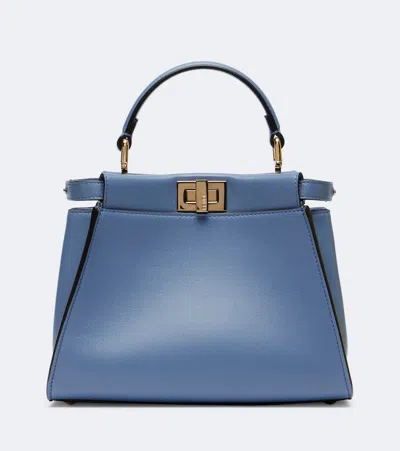 Fendi Peekaboo Mini Leather Top-handle Bag In Blue