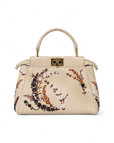 Fendi Peekaboo Mini Pitone Embroidery In Yellow