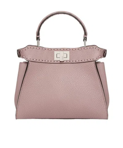 Fendi Peekaboo Mini Shoulder Bag In Nude
