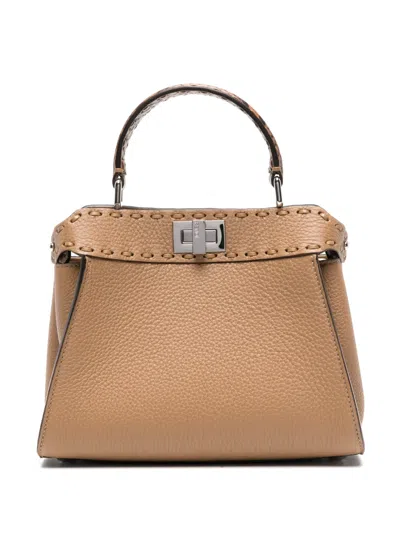 Fendi Peekaboo Mini Tote Bag In Nude