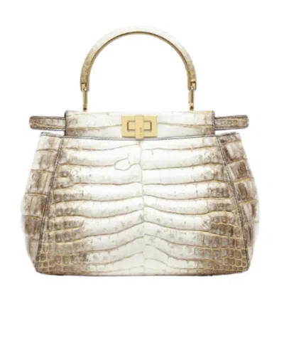 Fendi Peekaboo Mini Tote Bag In White