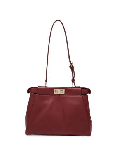 Fendi Peekaboo Mini Vitello Kiss Leather Bag In Burgundy
