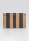Fendi Peekaboo Pocket Stripe Nubuck Flat Wallet In Brown Pattern