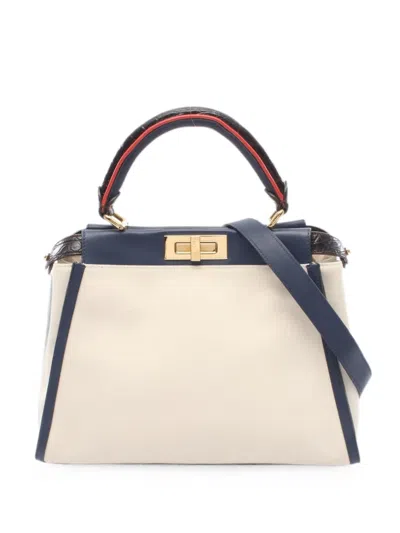 Fendi Peekaboo Regular Handbag In Neutral