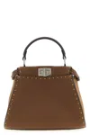 Fendi Peekaboo Iseeu Small Multicolour Sage Selleria Bag With 556 Hand-sewn Topstitches In Brown