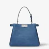 Fendi Peekaboo Soft Medium Bag In Blue Denim-effect Leather