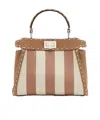 Fendi Jacquard Fabric Handbag With Pequin Striped Motif In Nude
