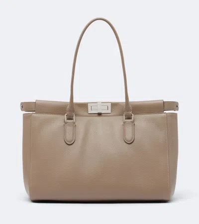 Fendi Peekaboo Small Leather Shoulder Bag In Neutral