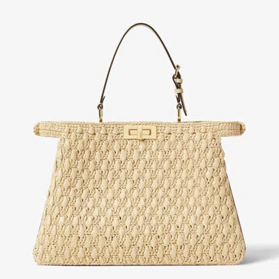 Fendi "peekaboo Soft Large" Shoulder Bag In Beige