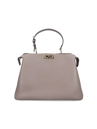 Fendi Peekaboo Soft Large Shoulder Bag In Sand