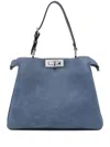 Fendi Peekaboo Soft Medium Bag In Blue Denim-effect Leather