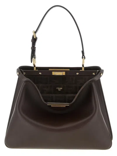 FENDI PEEKABOO SOFT MEDIUM HAND BAGS BROWN