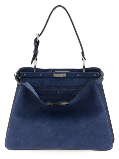 Fendi Peekaboo Soft Medium Shoulder Bag In Blue